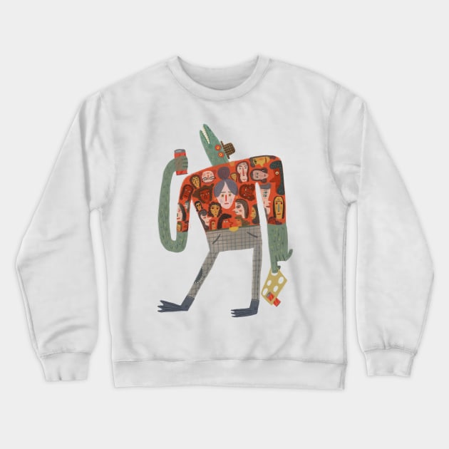 Funny Hippie Lizard Crewneck Sweatshirt by Luis San Vicente 